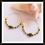 grandes creoles argent zanzibar jaune coquillage