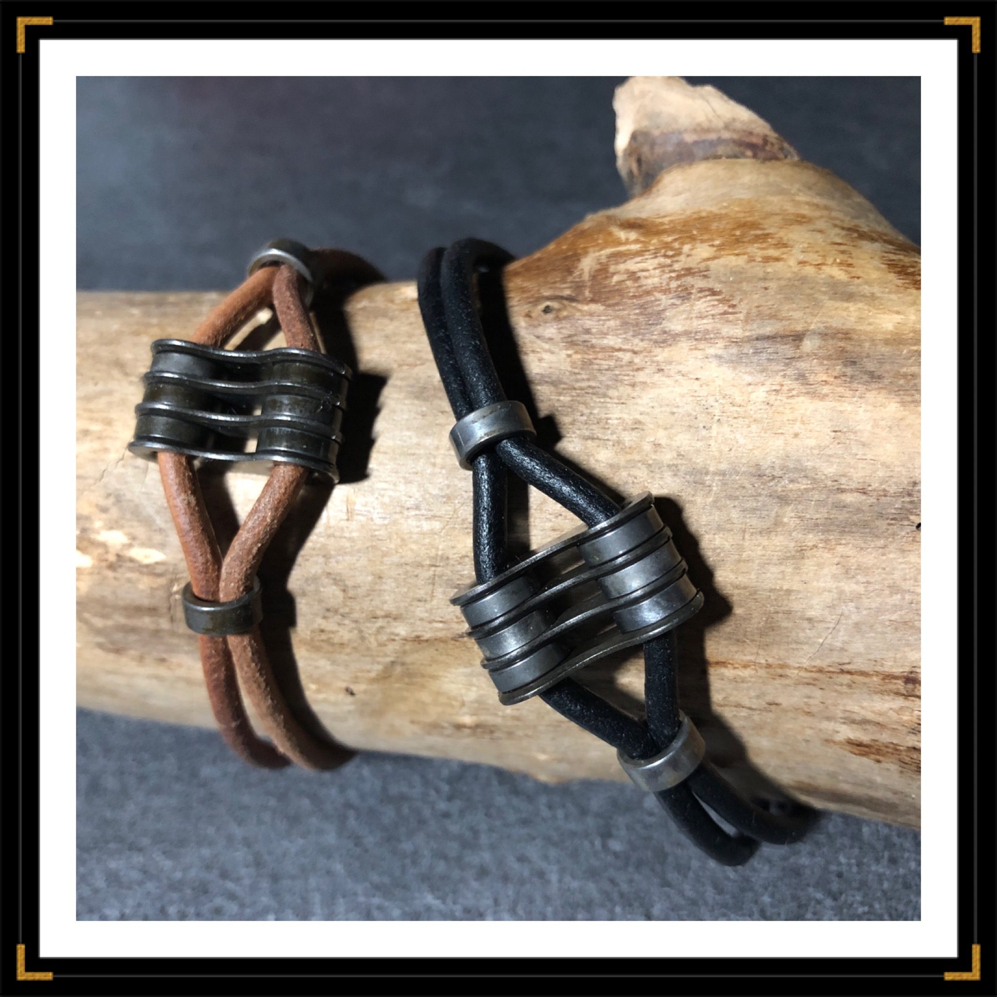 zinseparables bracelets cuir acierinox noir marron bois